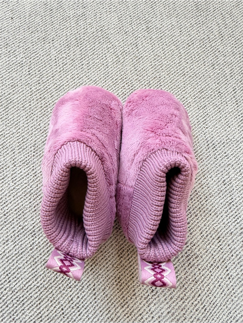 UGG Pink Plush Knit Cuff Slip-On Slipper Booties